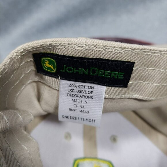 John Deere Logo Cotton Hat Tan/Khaki Adjustable Green Power Farming Embroidered - Picture 15 of 15